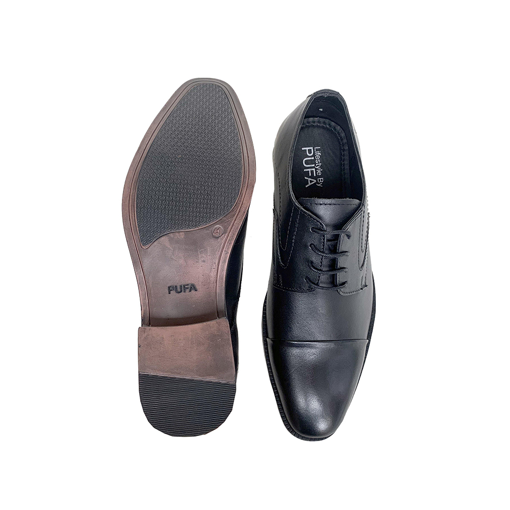 Pufa Jean-Grey Black Oxford Shoes