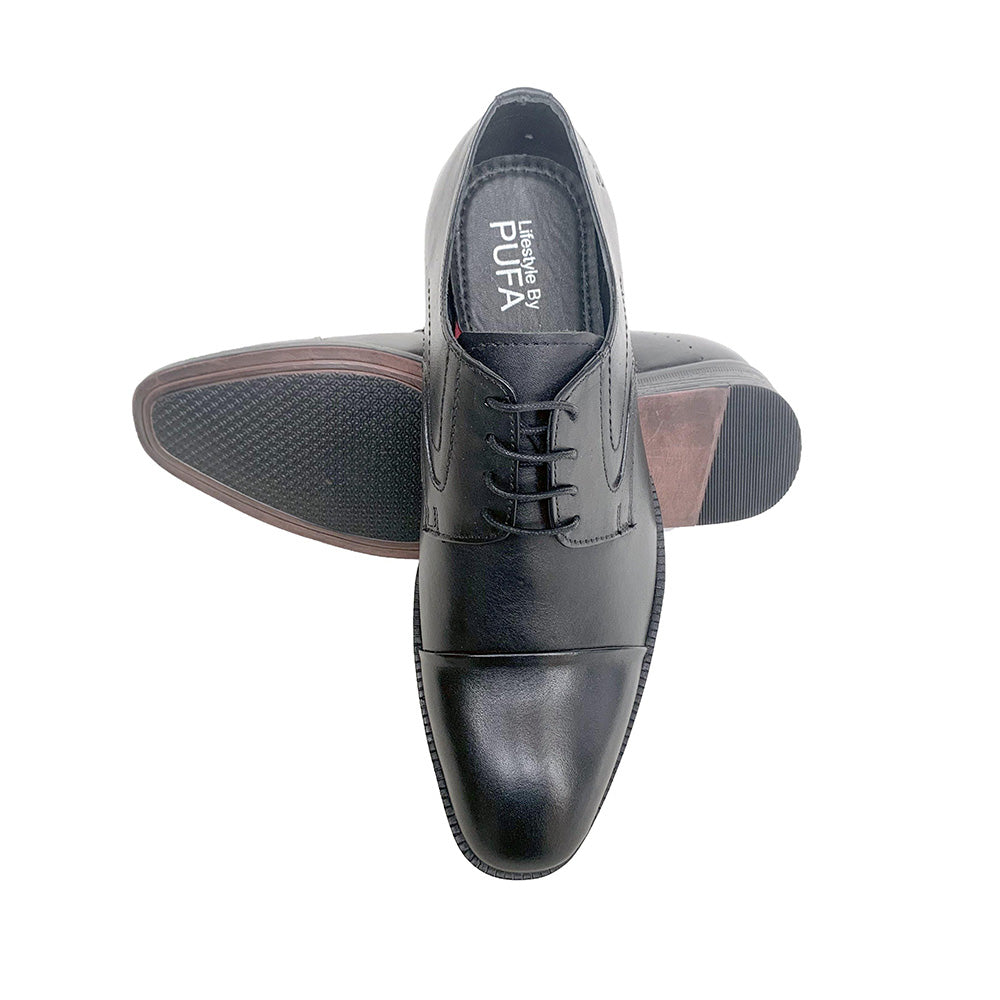 Pufa Jean-Grey Black Oxford Shoes